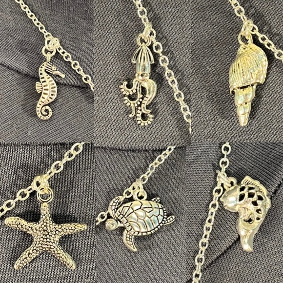 Merrow Celtic Mermaid Mythology Handmade Y Necklace Silver Sea Charms Seashell - Picture 5 of 16